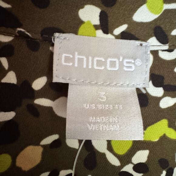 Chico’s Maxi Shirt Dress Pebble Pattern Green Mature Classic Versatile NWT XL/16 - Picture 8 of 9